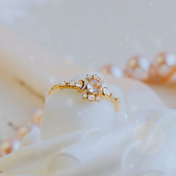 moonstone Jewelry - Gold Vermeil Genuine Moonstone Dainty Ring for her Moon Ring Celestial Ring